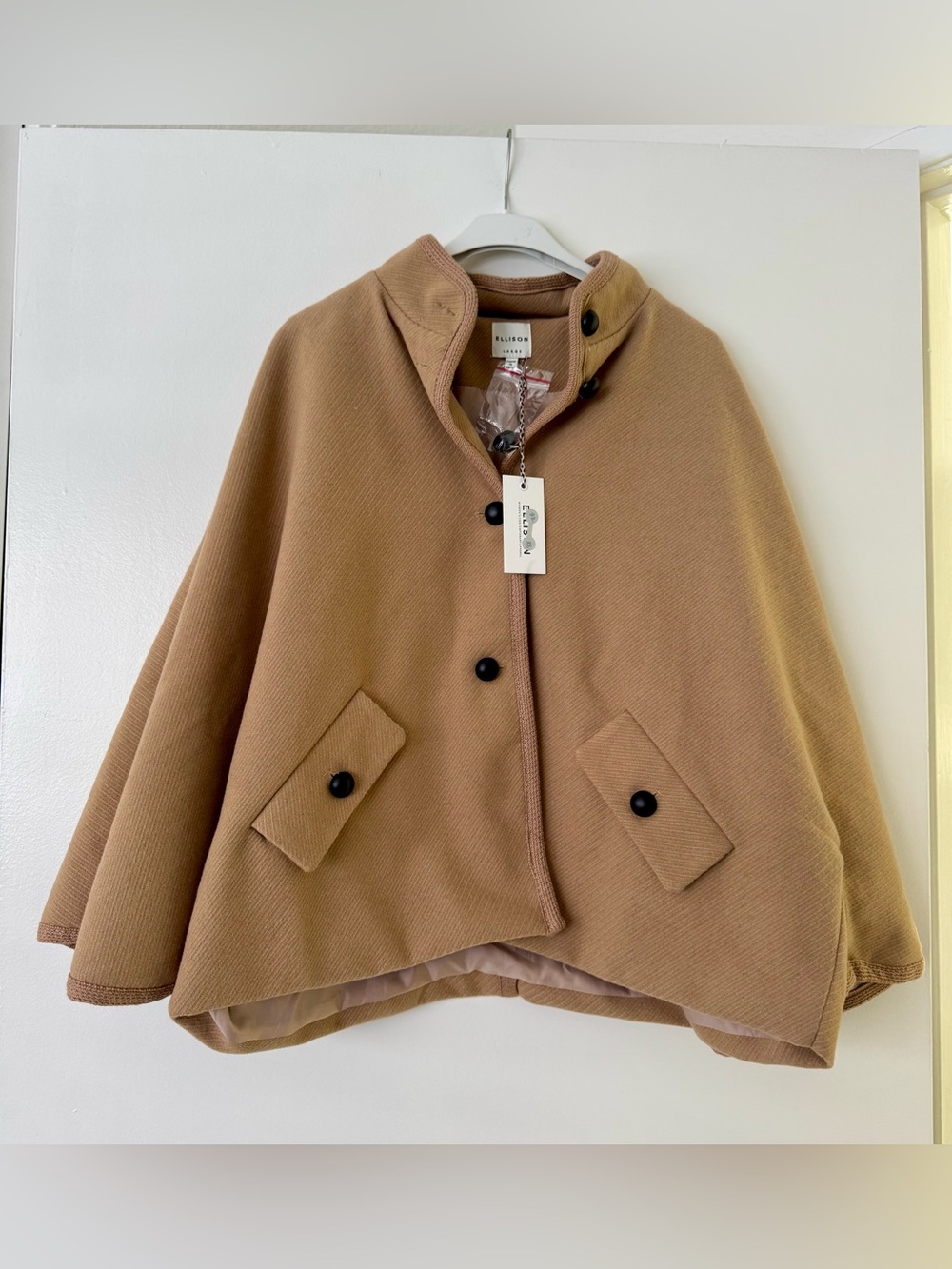 Ellison Camel Button Cape Coat/Jacket
